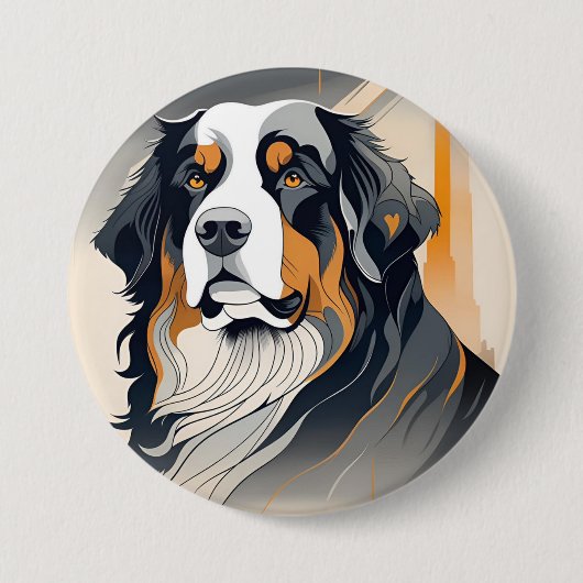 Berner Sennenhond Ronde Button 7,6 Cm (Voorkant)