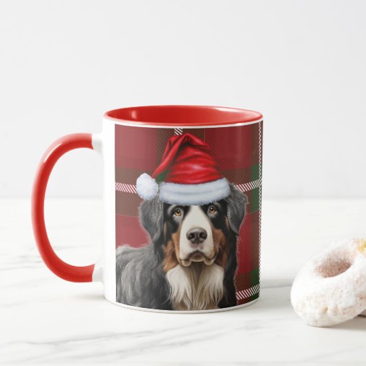 Berner Sennenhond Rood Groen Vakantieplaid Mok (Met donut)
