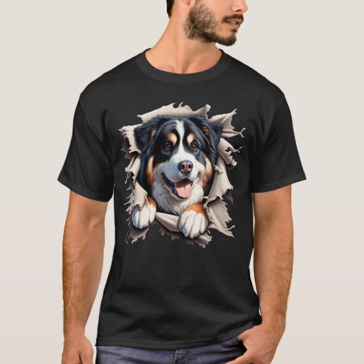 Berner Sennenhond scheurt door rippen T-shirt (Voorkant)