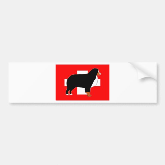 berner sennenhond silhouet op vlag roest bumpersticker (Voorkant)