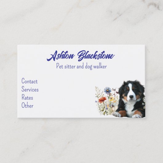 Berner Sennenhond Sitter Visitekaartjes Contactkaartje (Voorkant)