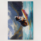 Berner Sennenhond Strand Surfen Schilderen Legpuzzel (Verticaal)