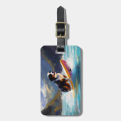 Berner Sennenhond Strand Surfen Schilderij Bagagelabel (Voorkant verticaal)