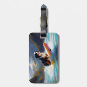 Berner Sennenhond Strand Surfen Schilderij Bagagelabel (Achterkant verticaal)