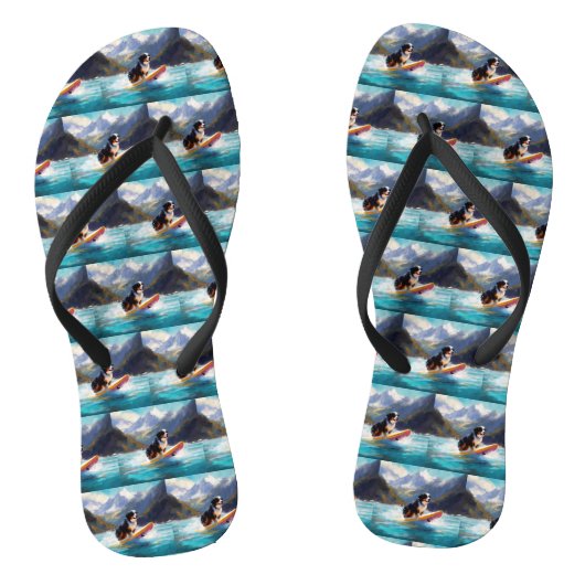 Berner Sennenhond Strand Surfing Schilderij Teenslippers (Voetbed)