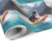 Berner Sennenhond Strand Surfschilderkunst Cadeaupapier (Rol Hoek)