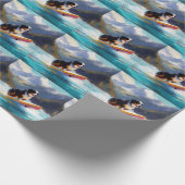 Berner Sennenhond Strand Surfschilderkunst Cadeaupapier (Hoek)