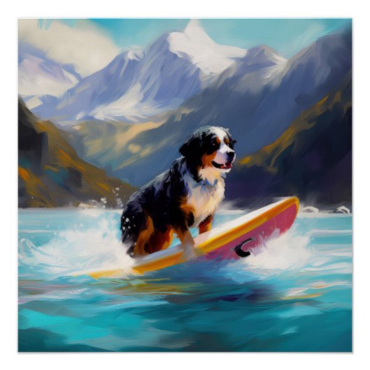 Berner Sennenhond Strand Surfschilderkunst Perfect Poster (Voorkant)