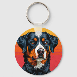 Berner Sennenhond tegen warme zonsondergang kleure Sleutelhanger