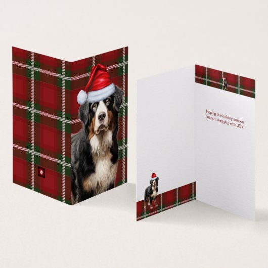 Berner Sennenhond Vakantie Plaid Kerst Kaart (Binnen en buitenkant)