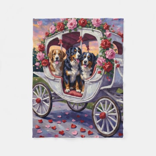 Berner Sennenhond Valentijnsdag Fleece Deken (Voorkant)