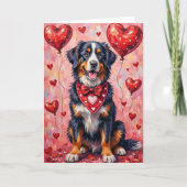 Berner Sennenhond Valentijnsdag met Harten Kaart (Voorkant)