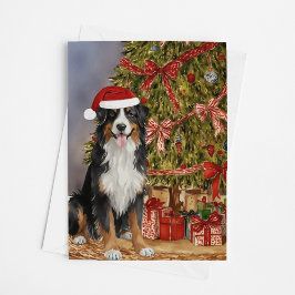 Berner Sennenhond Waterverf kerstboom Kaart