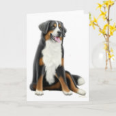 Berner Sennenhond Wenskaart Kaart (Gele Bloem)