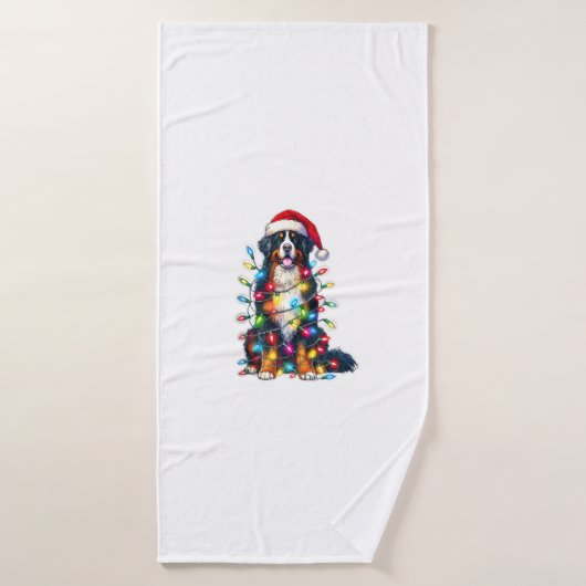 Berner Sennenhond x kerstverlichting Badhanddoek (Badhanddoek)