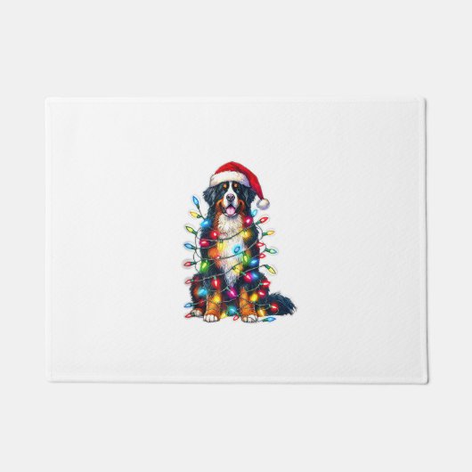 Berner Sennenhond x kerstverlichting Deurmat (Voorkant)