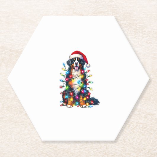Berner Sennenhond x kerstverlichting Kartonnen Onderzetters (Voorkant)
