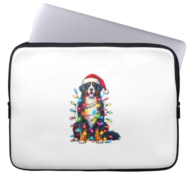 Berner Sennenhond x kerstverlichting Laptop Sleeve (Voorkant)