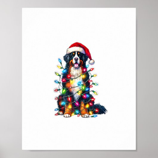 Berner Sennenhond x kerstverlichting Poster (Voorkant)