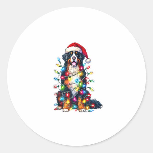 Berner Sennenhond x kerstverlichting Ronde Sticker (Voorkant)