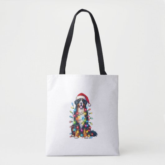 Berner Sennenhond x kerstverlichting Tote Bag (Voorkant)