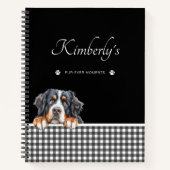 Berner Sennenhond Zwart Wit Gingham Custom Notitieboek (Voorkant)