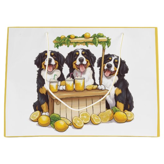 Berner Sennenhonden die een limonade stand runnen Groot Cadeauzakje (Voorkant)