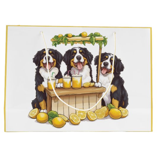 Berner Sennenhonden die een limonade stand runnen Groot Cadeauzakje (Achterkant)