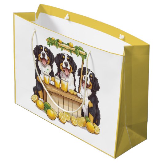 Berner Sennenhonden die een limonade stand runnen Groot Cadeauzakje (Achterkant Gekanteld)