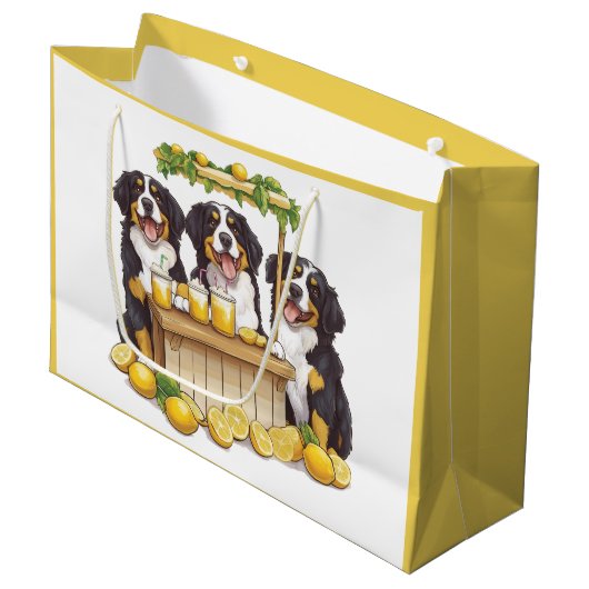 Berner Sennenhonden die een limonade stand runnen Groot Cadeauzakje (Voorkant Gekanteld)