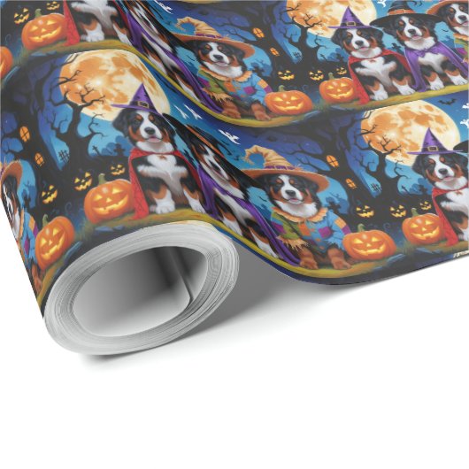Berner Sennenhonden Pompoen Halloween Grappig Cadeaupapier (Rol Hoek)