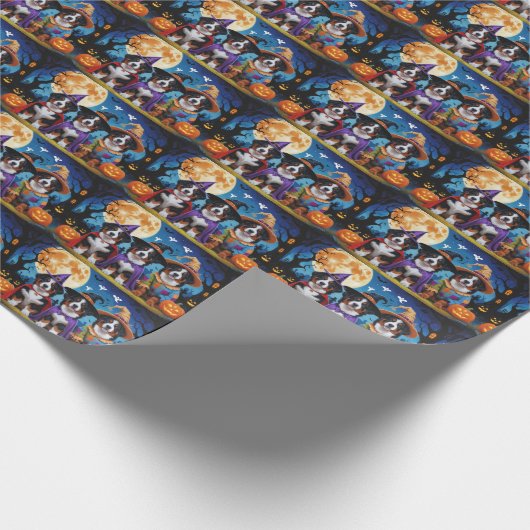 Berner Sennenhonden Pompoen Halloween Grappig Cadeaupapier (Hoek)