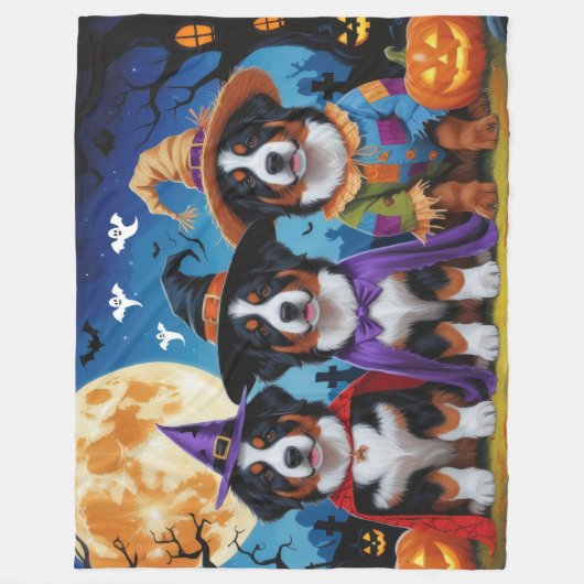 Berner Sennenhonden Pompoen Halloween Grappig Fleece Deken (Voorkant)