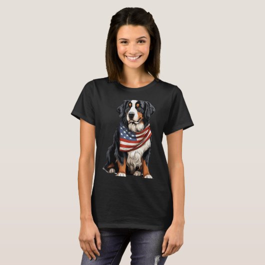 Berner Us Flag Bernese Mountain Dog Owner Mom Dad  T-shirt (Voorkant volledig)