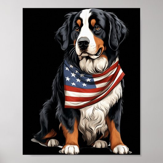 Berner Us Vlag Bernese Mountain Dog Eigenaar Moede Poster (Voorkant)