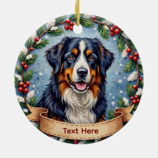 Berners honden Kerstmis Keramisch Ornament (Achterkant)