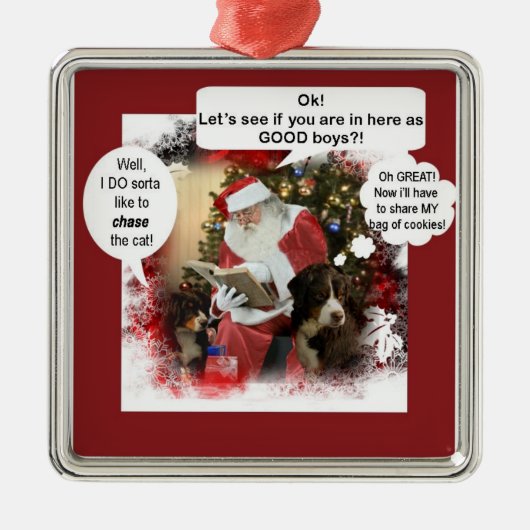 Berners met Santa Metalen Ornament (Voorkant)