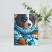 Berners Sennenhond Met Blauwe Ogen En Geschenk Briefkaart (Staand voorkant)