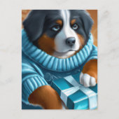 Berners Sennenhond Met Blauwe Ogen Met Cadeau Briefkaart (Voorkant)