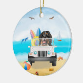 bernese berg Dog Rijden op strand Keramisch Ornament (Links)