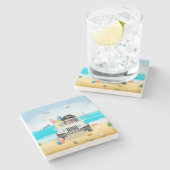 bernese berg Dog Rijden op strand Stenen Onderzetter (Zijkant)