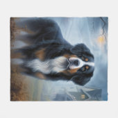 Bernese berg Halloween eng Fleece Deken (Voorkant (Horizontaal))