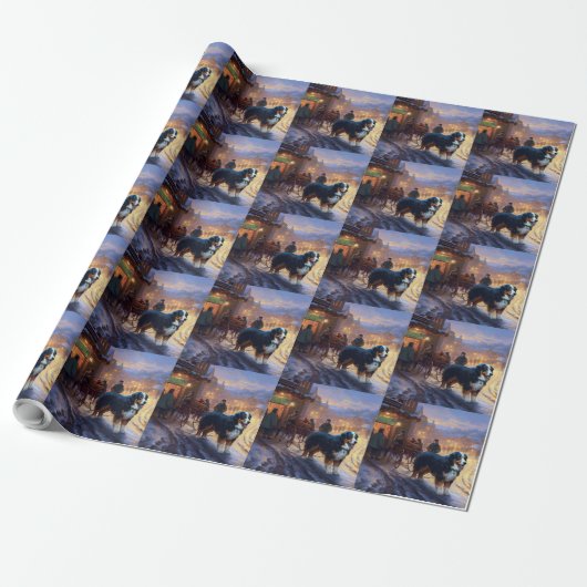 Bernese Berg Kerstfeest Seizoen Cadeaupapier (Uitgerold)