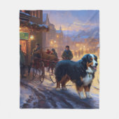 Bernese Berg Kerstfeest Seizoen Fleece Deken (Voorkant)