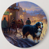 Bernese Berg Kerstfeest Seizoen Ronde Button 6,0 Cm (Voorkant)