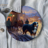 Bernese Berg Kerstfeest Seizoen Ronde Button 6,0 Cm (In situ)