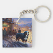 Bernese Berg Kerstfeest Seizoen Sleutelhanger (Achterkant)