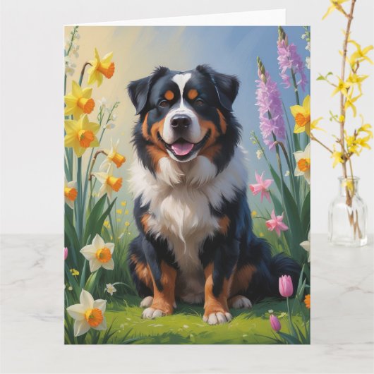 Bernese Berg Lentebloemen Schilderij Kaart (Gele Bloem)
