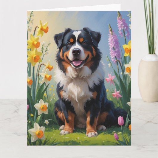 Bernese Berg Lentebloemen Schilderij Kaart (Voorkant)