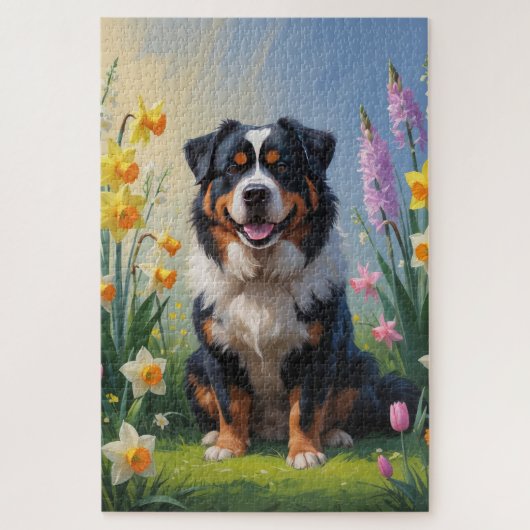 Bernese Berg Lentebloemen Schilderij Legpuzzel (Verticaal)